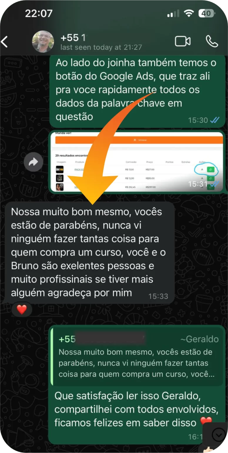 Conversa WhatsApp - Depoimento 1